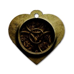 Abstract Steampunk Textures Golden Dog Tag Heart (One Side)