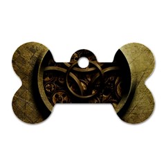 Abstract Steampunk Textures Golden Dog Tag Bone (One Side)