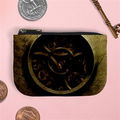 Abstract Steampunk Textures Golden Mini Coin Purses