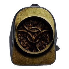 Abstract Steampunk Textures Golden School Bag (Large)