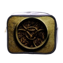 Abstract Steampunk Textures Golden Mini Toiletries Bags