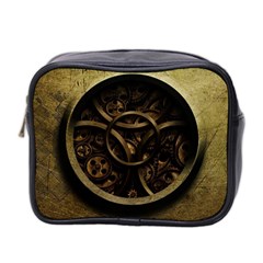 Abstract Steampunk Textures Golden Mini Toiletries Bag 2-Side