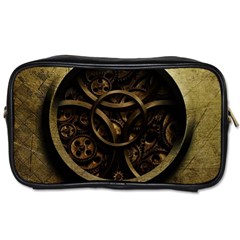 Abstract Steampunk Textures Golden Toiletries Bags 2-Side