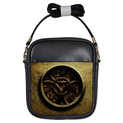 Abstract Steampunk Textures Golden Girls Sling Bags