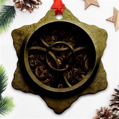 Abstract Steampunk Textures Golden Ornament (Snowflake)