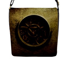 Abstract Steampunk Textures Golden Flap Messenger Bag (l)  by Sapixe