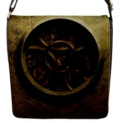 Abstract Steampunk Textures Golden Flap Messenger Bag (S)