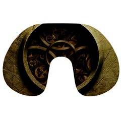 Abstract Steampunk Textures Golden Travel Neck Pillows