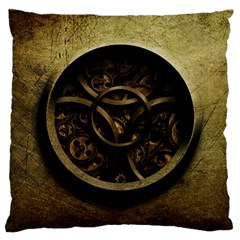 Abstract Steampunk Textures Golden Standard Flano Cushion Case (One Side)