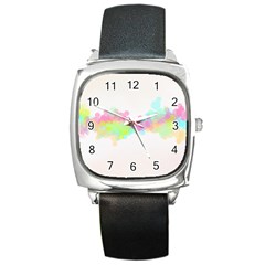 Abstract Color Pattern Colorful Square Metal Watch by Sapixe