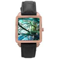 Abstract Rose Gold Leather Watch 