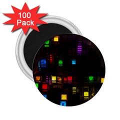 Abstract 3d Cg Digital Art Colors Cubes Square Shapes Pattern Dark 2 25  Magnets (100 Pack)  by Sapixe