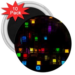 Abstract 3d Cg Digital Art Colors Cubes Square Shapes Pattern Dark 3  Magnets (10 Pack)  by Sapixe