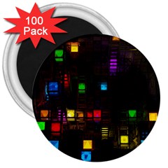 Abstract 3d Cg Digital Art Colors Cubes Square Shapes Pattern Dark 3  Magnets (100 Pack) by Sapixe