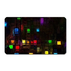 Abstract 3d Cg Digital Art Colors Cubes Square Shapes Pattern Dark Magnet (rectangular) by Sapixe