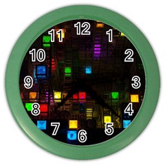 Abstract 3d Cg Digital Art Colors Cubes Square Shapes Pattern Dark Color Wall Clocks by Sapixe