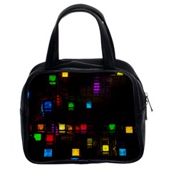 Abstract 3d Cg Digital Art Colors Cubes Square Shapes Pattern Dark Classic Handbags (2 Sides)