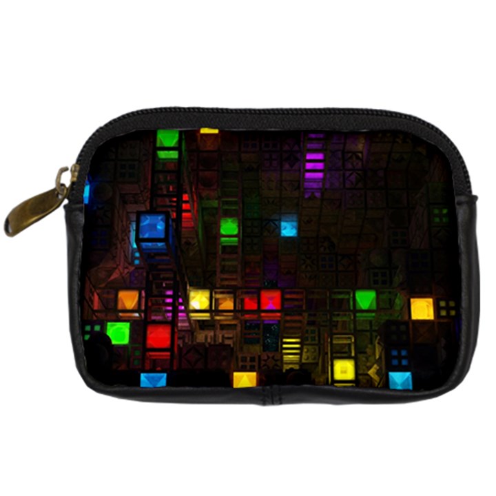 Abstract 3d Cg Digital Art Colors Cubes Square Shapes Pattern Dark Digital Camera Cases