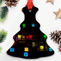 Abstract 3d Cg Digital Art Colors Cubes Square Shapes Pattern Dark Christmas Tree Ornament (two Sides) by Sapixe