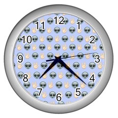 Alien Pattern Wall Clocks (silver)  by Sapixe