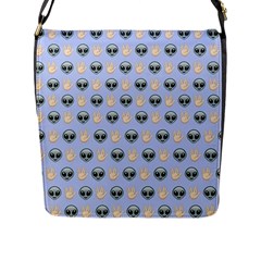 Alien Pattern Flap Messenger Bag (l)  by Sapixe