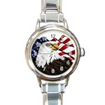 American Eagle Flag Sticker Symbol Of The Americans Round Italian Charm Watch Front