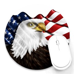 American Eagle Flag Sticker Symbol Of The Americans Round Mousepads by Sapixe