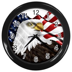 American Eagle Flag Sticker Symbol Of The Americans Wall Clocks (black) by Sapixe