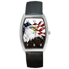 American Eagle Flag Sticker Symbol Of The Americans Barrel Style Metal Watch by Sapixe