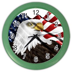 American Eagle Flag Sticker Symbol Of The Americans Color Wall Clocks by Sapixe