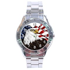 American Eagle Flag Sticker Symbol Of The Americans Stainless Steel Analogue Watch by Sapixe