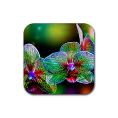 Alien Orchids Floral Art Photograph Rubber Coaster (square)  by Sapixe