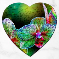 Alien Orchids Floral Art Photograph Jigsaw Puzzle (heart) by Sapixe