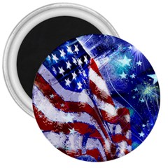 American Flag Red White Blue Fireworks Stars Independence Day 3  Magnets by Sapixe