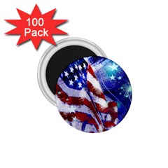 American Flag Red White Blue Fireworks Stars Independence Day 1 75  Magnets (100 Pack)  by Sapixe