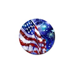 American Flag Red White Blue Fireworks Stars Independence Day Golf Ball Marker by Sapixe