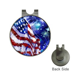 American Flag Red White Blue Fireworks Stars Independence Day Hat Clips With Golf Markers by Sapixe