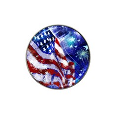 American Flag Red White Blue Fireworks Stars Independence Day Hat Clip Ball Marker by Sapixe