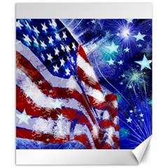 American Flag Red White Blue Fireworks Stars Independence Day Canvas 8  X 10  by Sapixe