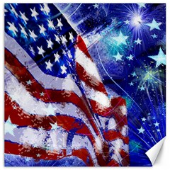 American Flag Red White Blue Fireworks Stars Independence Day Canvas 12  X 12   by Sapixe