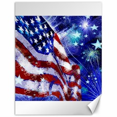 American Flag Red White Blue Fireworks Stars Independence Day Canvas 12  X 16   by Sapixe