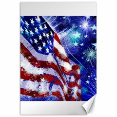 American Flag Red White Blue Fireworks Stars Independence Day Canvas 20  X 30   by Sapixe