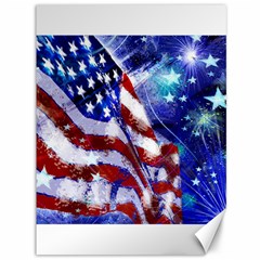 American Flag Red White Blue Fireworks Stars Independence Day Canvas 36  X 48   by Sapixe