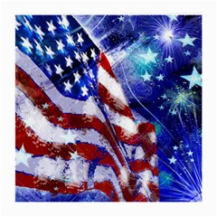 American Flag Red White Blue Fireworks Stars Independence Day Medium Glasses Cloth by Sapixe