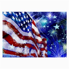 American Flag Red White Blue Fireworks Stars Independence Day Large Glasses Cloth by Sapixe