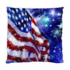 American Flag Red White Blue Fireworks Stars Independence Day Standard Cushion Case (one Side) by Sapixe