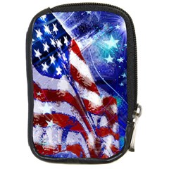 American Flag Red White Blue Fireworks Stars Independence Day Compact Camera Cases by Sapixe