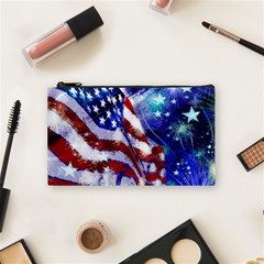 American Flag Red White Blue Fireworks Stars Independence Day Cosmetic Bag (small)  by Sapixe