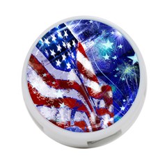 American Flag Red White Blue Fireworks Stars Independence Day 4-port Usb Hub (one Side) by Sapixe