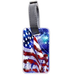 American Flag Red White Blue Fireworks Stars Independence Day Luggage Tags (two Sides) by Sapixe